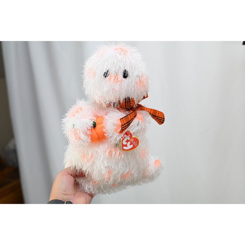 Ty Punkies Shriekers Ghost Halloween Plush White Orange Pumpkin 11.5 inch